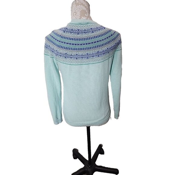 Talbots Sweater Aqua Lambswool Fair Isle Crew Neck Pullover Women's SP - Picture 6 of 10